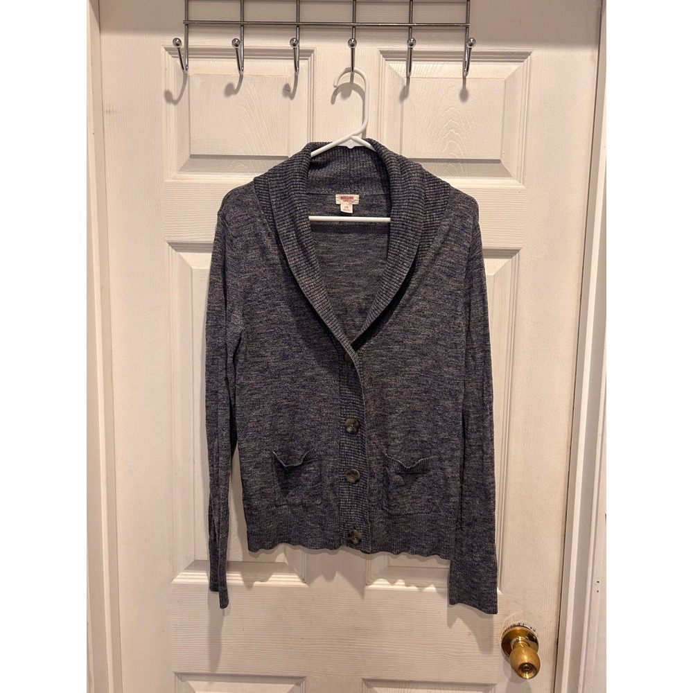Mossimo Supply Co Womens Blue Marled Shawl Collar Cotton Cardigan‎ Sweater Large